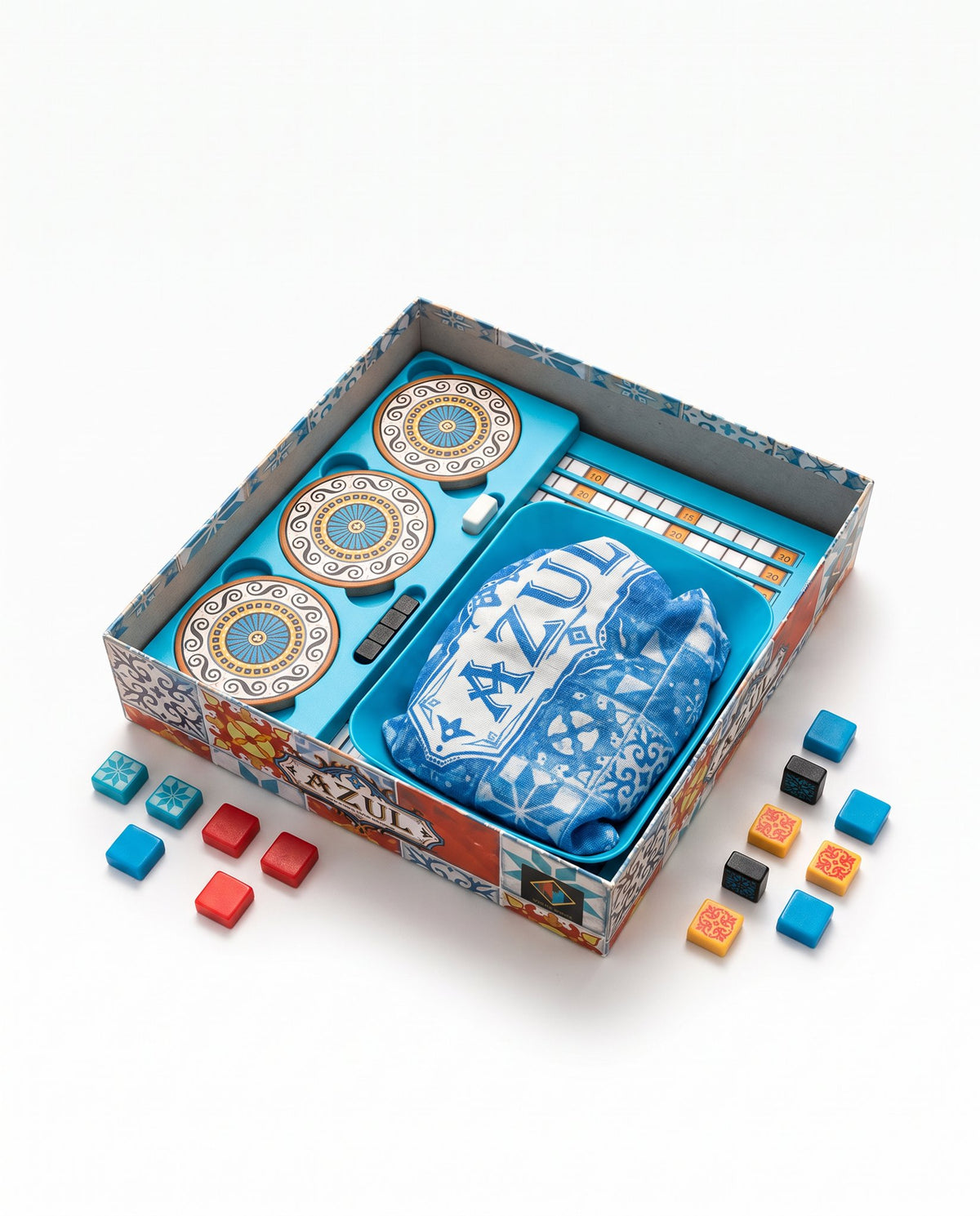 Bandejas organizadoras dentro de la caja de Azul