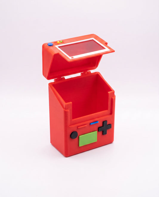Pokédex porta cartas con la tapa abierta