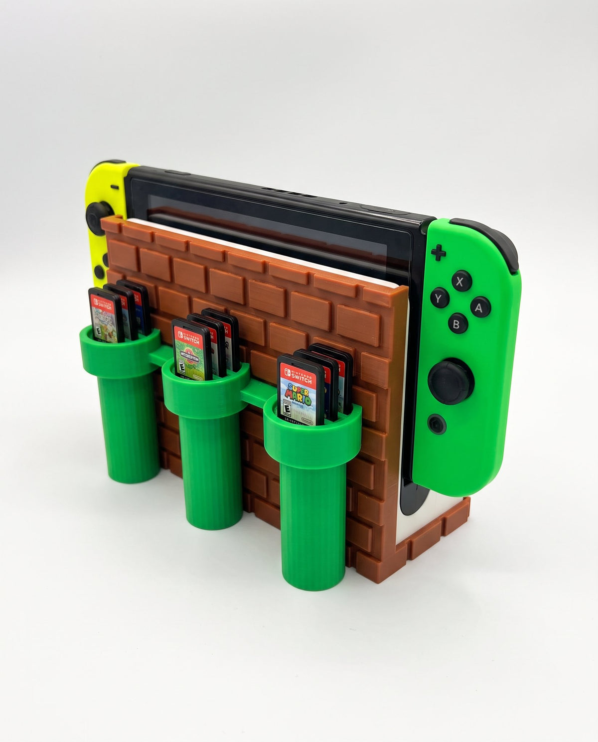 Soporte de Switch estilo Mario Bros visto de costado